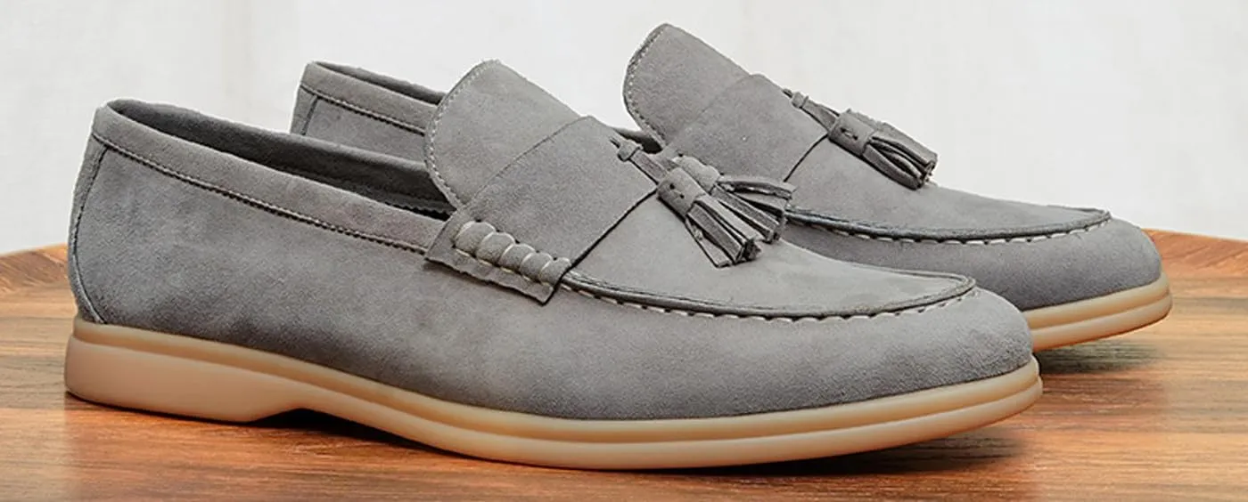 Santimon Men's Suede Tassel Loafers, Slip-On Moccasins with Cushioned Sole ?Comfort Business Casual & Stylish Footwear for Wedding Travel, and Everyday