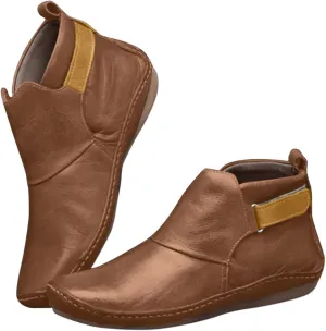 Snow Boots for Women No Heel 2022 New Arch Support Boots Side Zipper Vintage Leather Damping Shoes Flat Booties