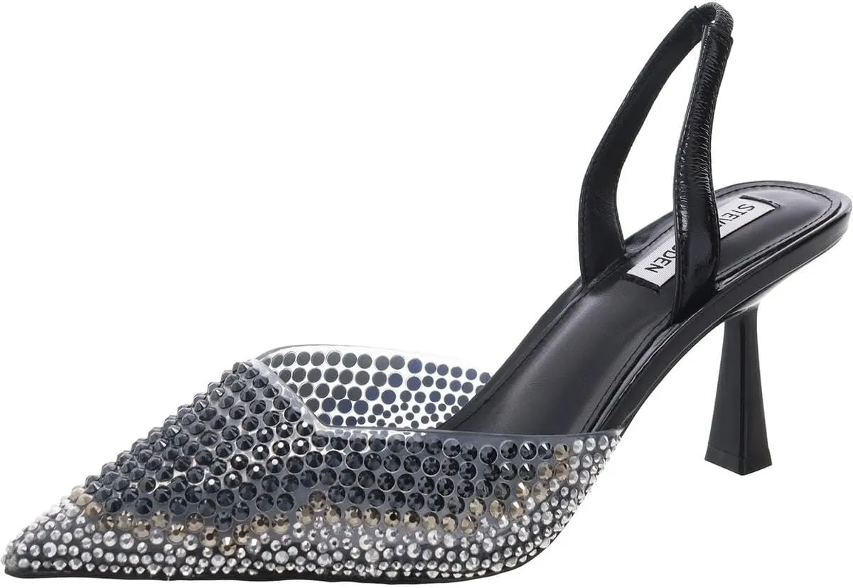 Steve Madden Womens Finlee Rhinestone Textured Slingback Heels