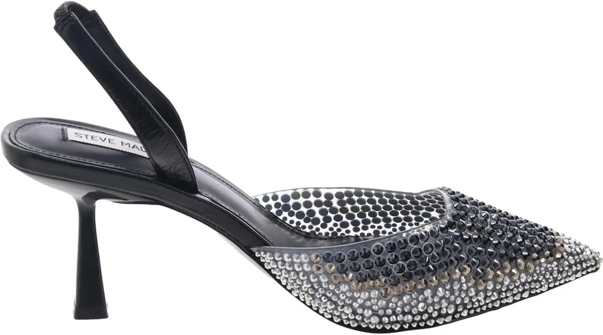 Steve Madden Womens Finlee Rhinestone Textured Slingback Heels