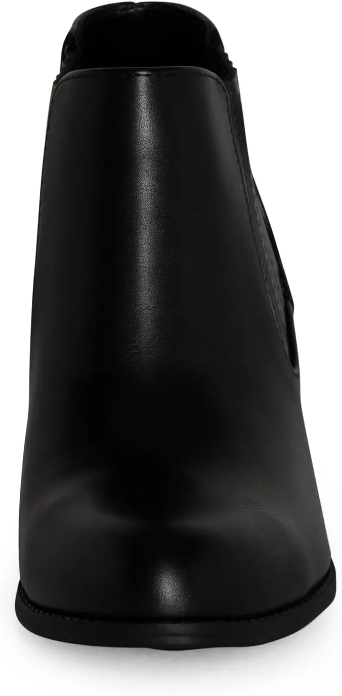 STYLISH S JESSIE ~ Womens Low Stacked Heel Pointed Toe Textured Gore Chelsea Ankle Booties