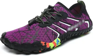 Unisex Barefoot Shoes, Nonslip Breathable Quick Drying, Beach Sandals, Fitness Shoes, Water Sports Shoes, Wading Shoe (Color : Purple, Size : 10)