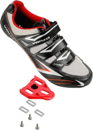 Venzo Bicycle Men's Road Cycling Riding Shoes - 3 Straps - Compatible with Look Delta & for Shimano SPD-SL - Perfect for Road Racing Bikes