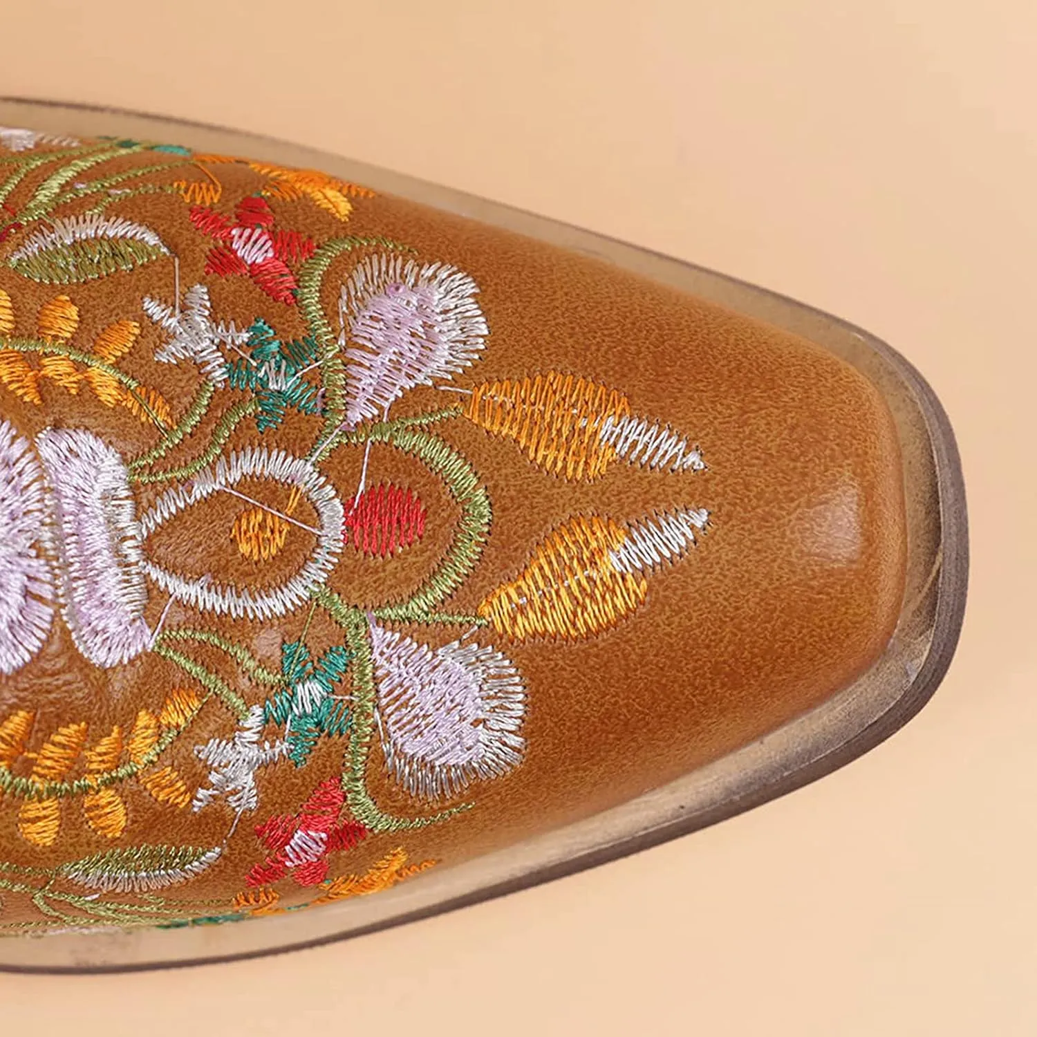 Wide Calf Cowboy Boots Cowgirl Booties for Women Embroidered Chunky Heel Pointed Toe Western Boots Pull On Boots