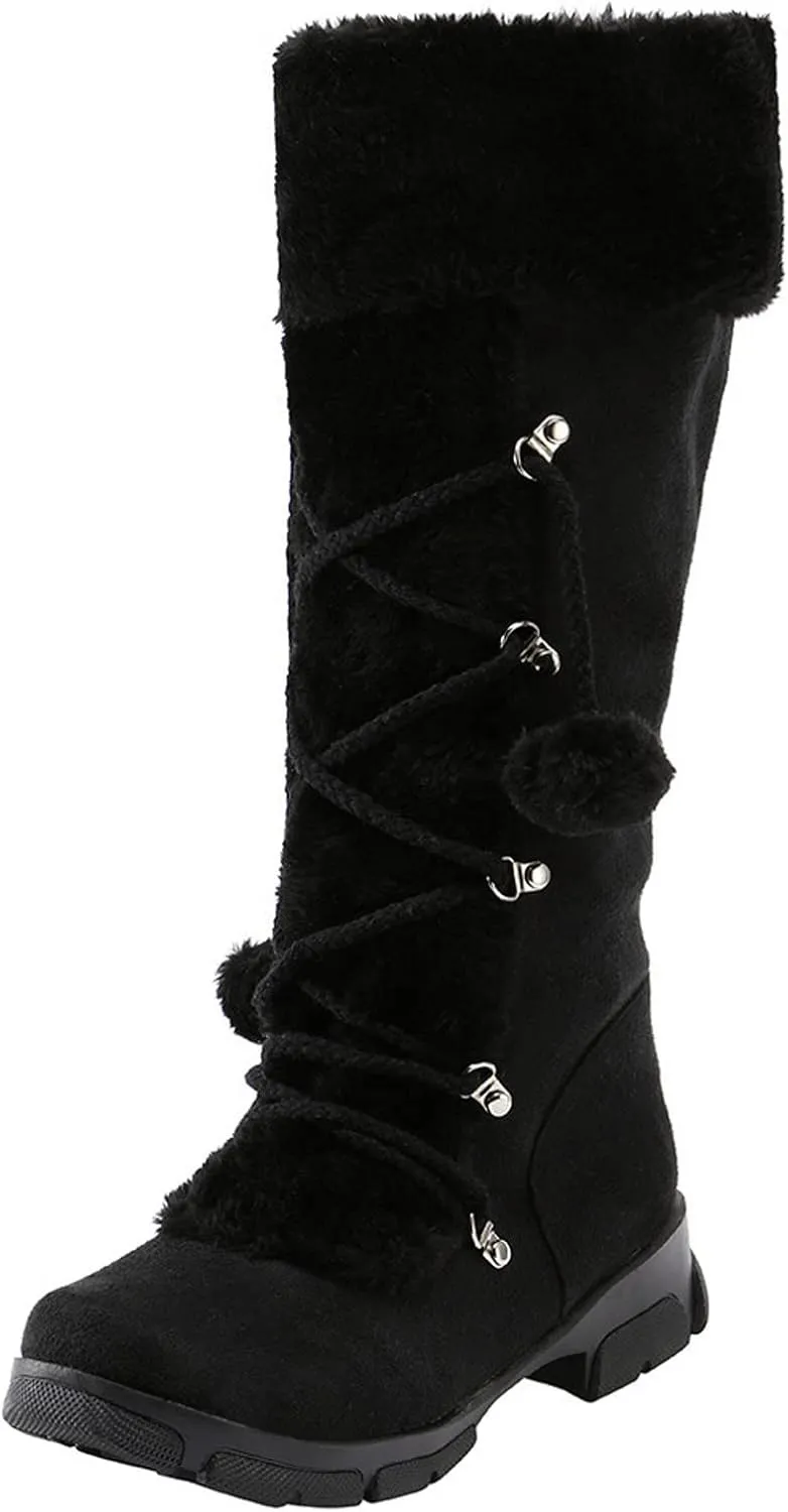 Winter Boots for Women Knee High Snow Boots Warm Fur Lined Furry Faux Fur Boots Fuzzy Fluffy Cold Weather Boots