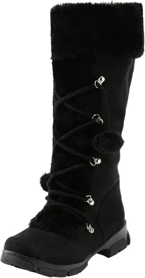 Winter Boots for Women Knee High Snow Boots Warm Fur Lined Furry Faux Fur Boots Fuzzy Fluffy Cold Weather Boots