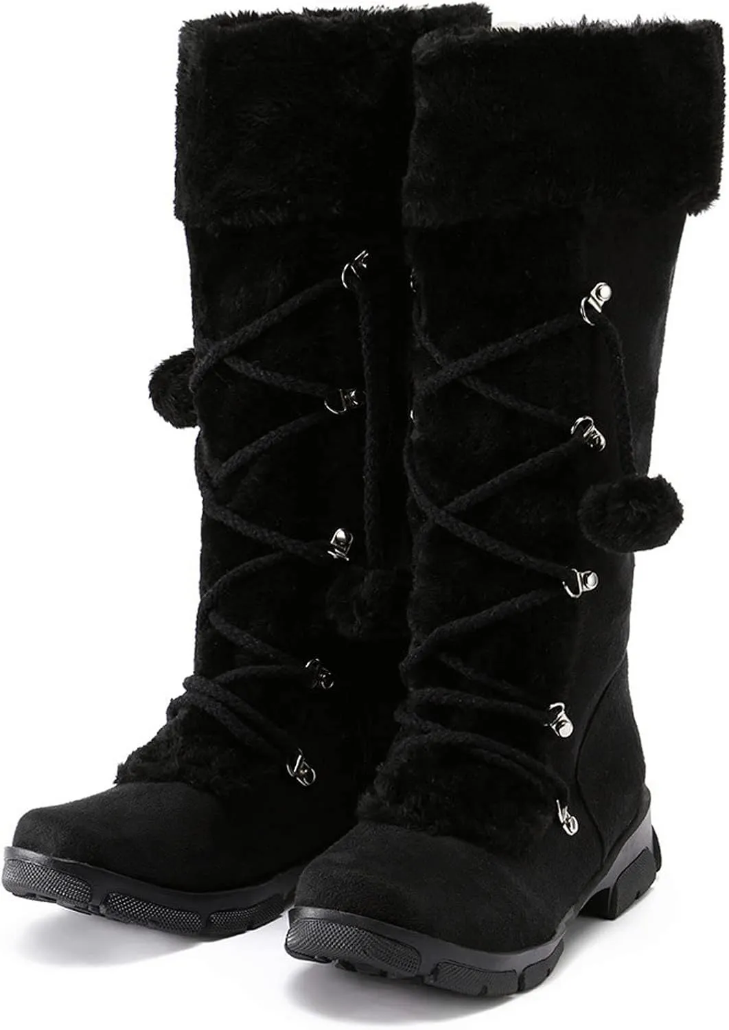 Winter Boots for Women Knee High Snow Boots Warm Fur Lined Furry Faux Fur Boots Fuzzy Fluffy Cold Weather Boots