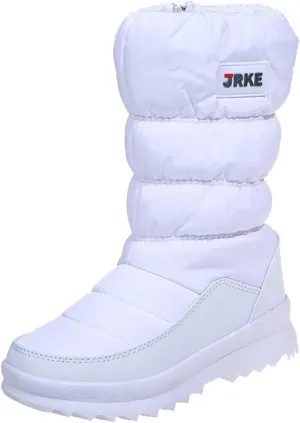 Winter Boots For Women Puffly Platform Snow Boots Plus Fleece Side Zipper Mid-Calf Cotton Non-Slip Booties