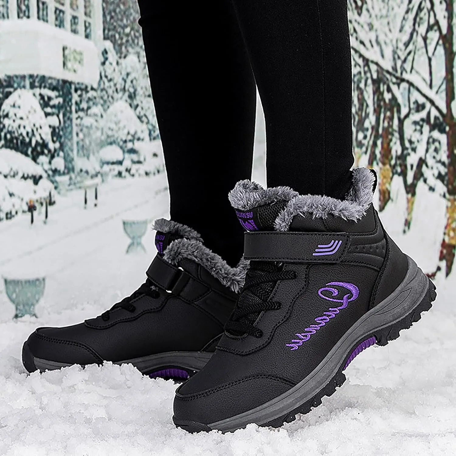 Winter Boots for Women Snow Boots Warm Fur lined Winter Boots Anti-Slip Comfortable Ankle Boots Cold Weather Boot