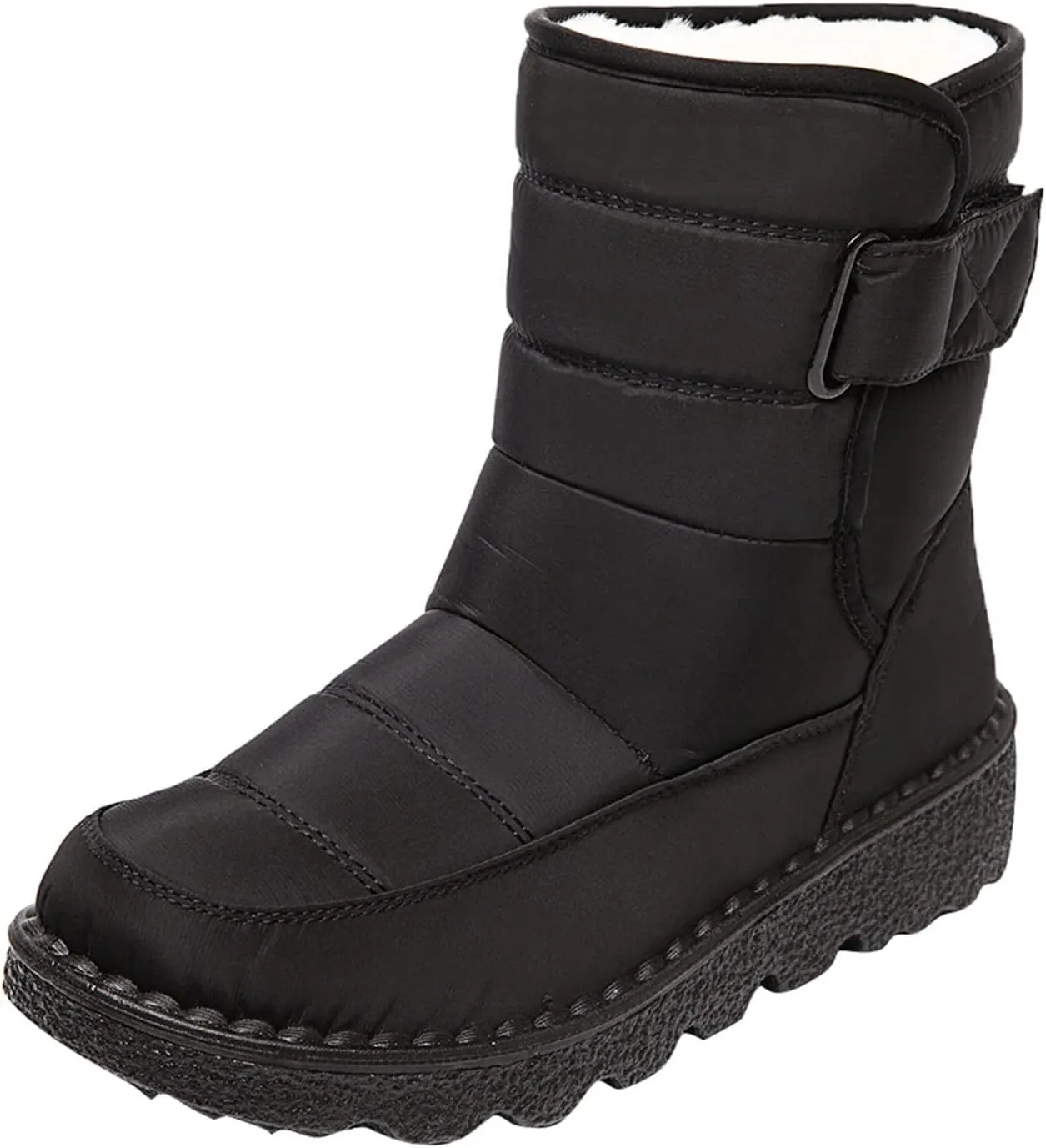 Winter Boots for Women Waterproof Warm Fur Lining Mid Calf Boots Hook Loop Comfortable Outdoor Shoes