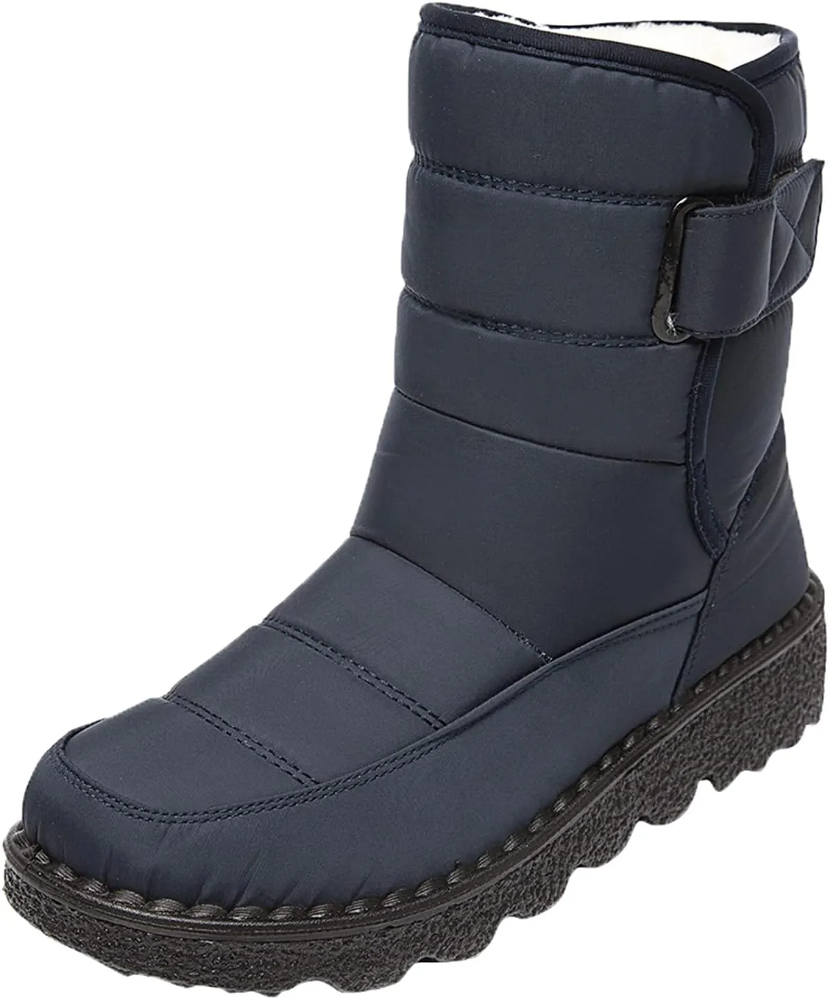 Winter Boots for Women Waterproof Warm Fur Lining Mid Calf Boots Hook Loop Comfortable Outdoor Shoes