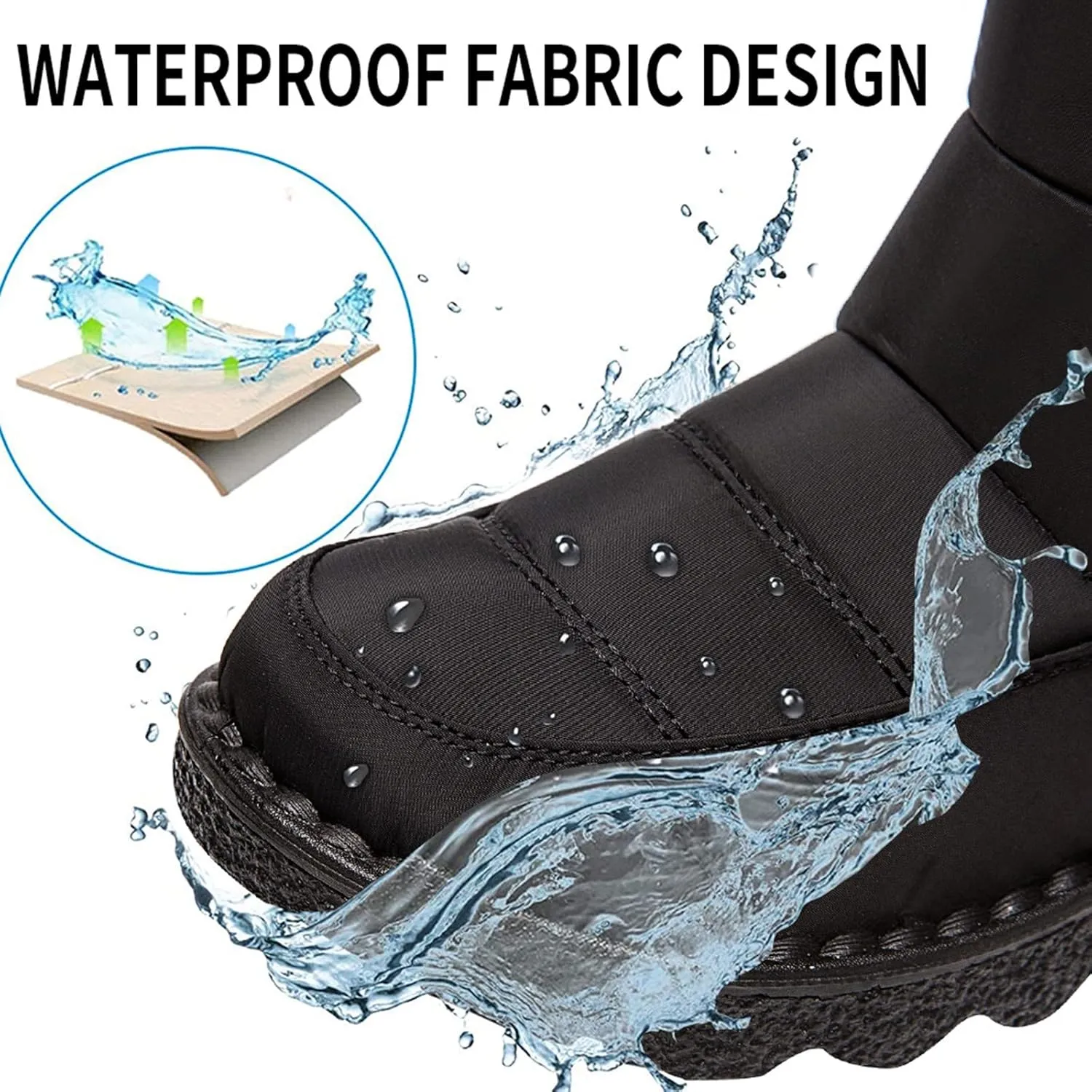 Winter Boots for Women Waterproof Warm Fur Lining Mid Calf Boots Hook Loop Comfortable Outdoor Shoes