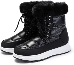 Winter Boots For Women Winter Water Proof Flat Lace Up Keep Warm Snow Boots Comfortable Mid Boots Short Shoes