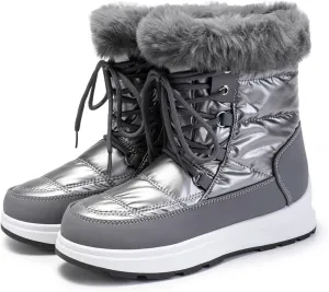 Winter Boots For Women Winter Water Proof Flat Lace Up Keep Warm Snow Boots Comfortable Mid Boots Short Shoes