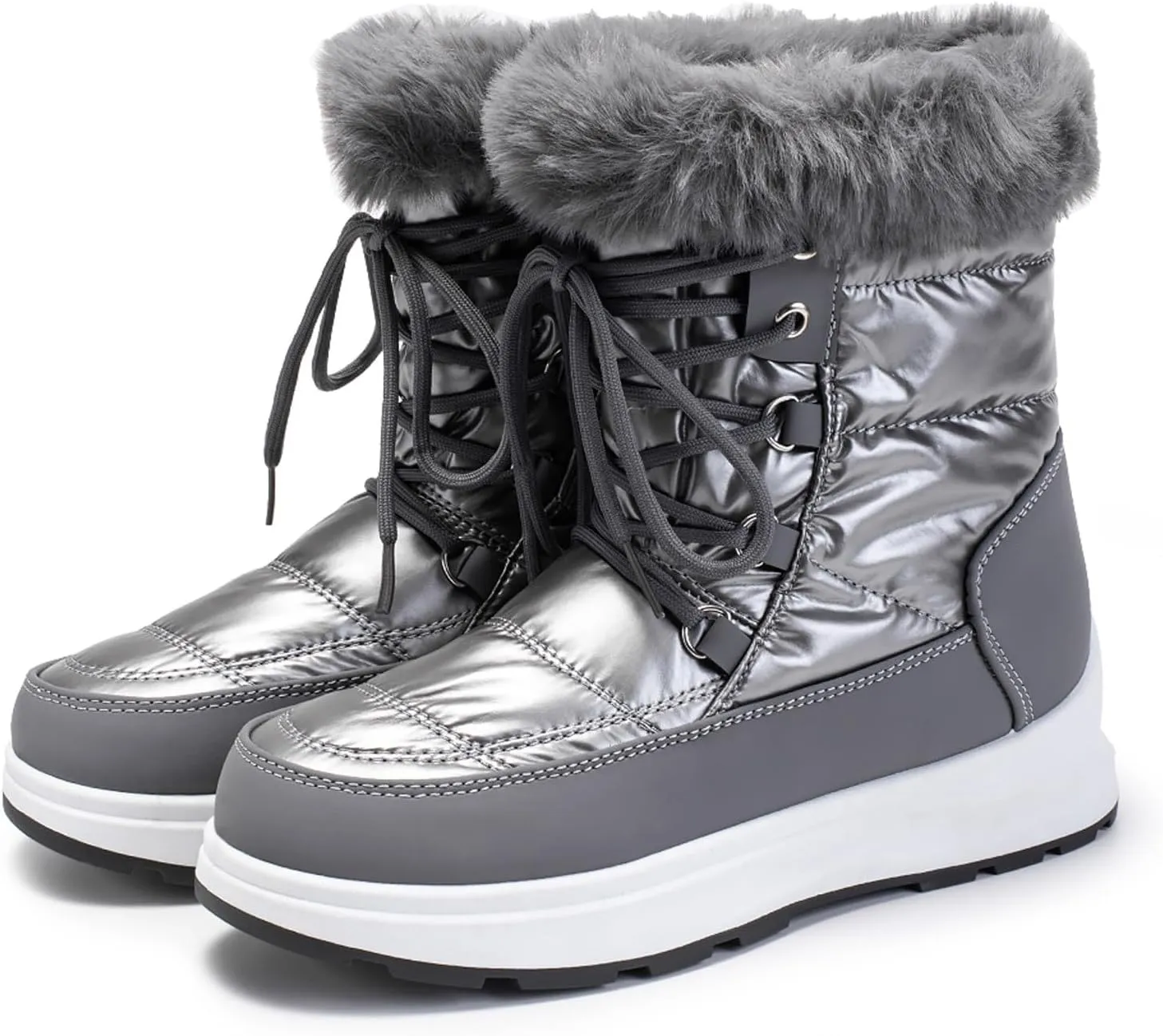 Winter Boots For Women Winter Water Proof Flat Lace Up Keep Warm Snow Boots Comfortable Mid Boots Short Shoes