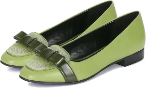 Women Chunky Low Heel Loafers Bow Slip On Closed Round Toe Loafer Shoes Matte Sequin Comfy 1 Inch Block Heels Dress Shoes Pumps Patchwork Glitter Office Work Pumps Cute Chic 4-11 M US
