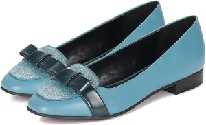 Women Chunky Low Heel Loafers Bow Slip On Closed Round Toe Loafer Shoes Matte Sequin Comfy 1 Inch Block Heels Dress Shoes Pumps Patchwork Glitter Office Work Pumps Cute Chic 4-11 M US