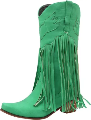 Women Mid Calf Boots Fashion Western Boots Women Fashion Western Chunky Heel Pointed Toe Tassel Fashion Women Boots