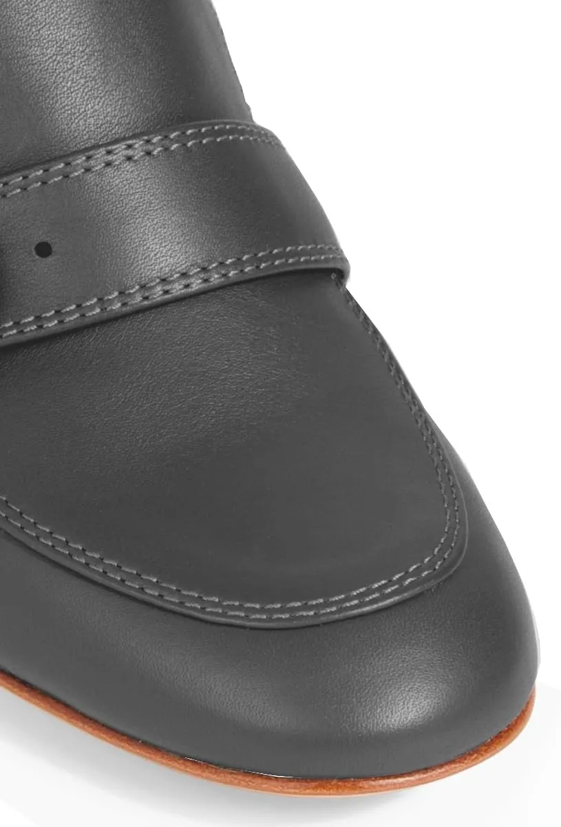 Women Stacked Chunky Heel Loafers Round Toe Slip On Loafer Pumps Buckle 2 inch Mid Block Heel Penny Loafers Office Ladies Casual Daily Loafer Heels Dress Shoes Matte 4-11 M US
