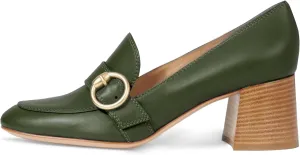 Women Stacked Chunky Heel Loafers Round Toe Slip On Loafer Pumps Buckle 2 inch Mid Block Heel Penny Loafers Office Ladies Casual Daily Loafer Heels Dress Shoes Matte 4-11 M US