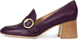 Women Stacked Chunky Heel Loafers Round Toe Slip On Loafer Pumps Buckle 2 inch Mid Block Heel Penny Loafers Office Ladies Casual Daily Loafer Heels Dress Shoes Matte 4-11 M US