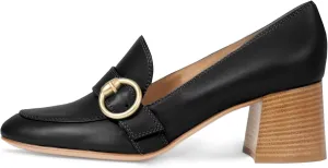 Women Stacked Chunky Heel Loafers Round Toe Slip On Loafer Pumps Buckle 2 inch Mid Block Heel Penny Loafers Office Ladies Casual Daily Loafer Heels Dress Shoes Matte 4-11 M US