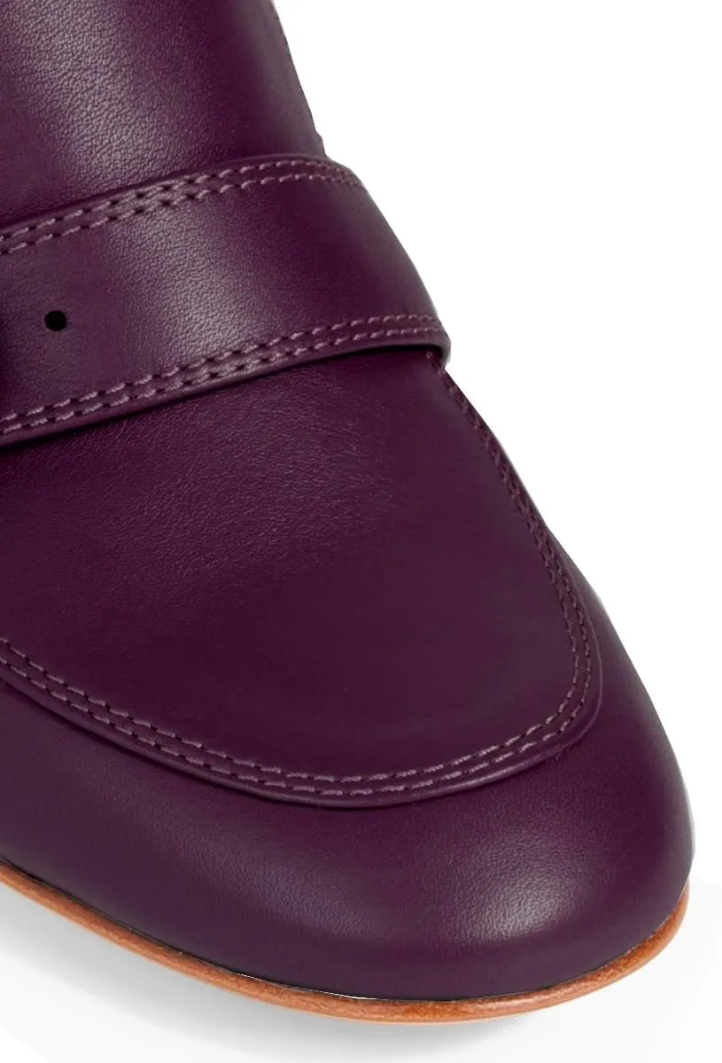 Women Stacked Chunky Heel Loafers Round Toe Slip On Loafer Pumps Buckle 2 inch Mid Block Heel Penny Loafers Office Ladies Casual Daily Loafer Heels Dress Shoes Matte 4-11 M US
