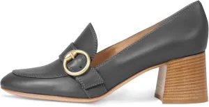 Women Stacked Chunky Heel Loafers Round Toe Slip On Loafer Pumps Buckle 2 inch Mid Block Heel Penny Loafers Office Ladies Casual Daily Loafer Heels Dress Shoes Matte 4-11 M US