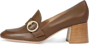Women Stacked Chunky Heel Loafers Round Toe Slip On Loafer Pumps Buckle 2 inch Mid Block Heel Penny Loafers Office Ladies Casual Daily Loafer Heels Dress Shoes Matte 4-11 M US