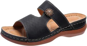 Women Summer Slippers Open Toe Wedge Sandals Casual Comfortable Platform Heeled Boho Beach Slide Shoes for Daily