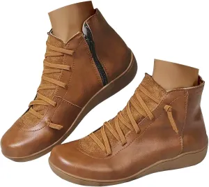 Women's Ankle Boots Cowboy Boots for Women Ankle Booties For Women Vintage Lace Up Slip On Flat Low Heel Short Boots
