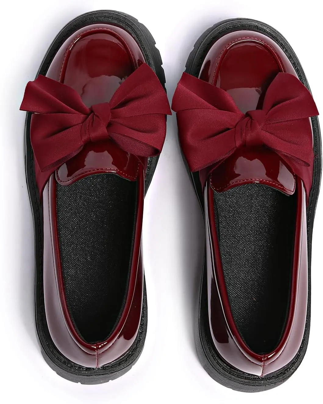 Women's Bow Platform Loafers - Spring Slip-On Chunky Heel Shoes for Business Casual, Office Work & Everyday Wear