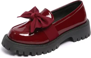 Women's Bow Platform Loafers - Spring Slip-On Chunky Heel Shoes for Business Casual, Office Work & Everyday Wear
