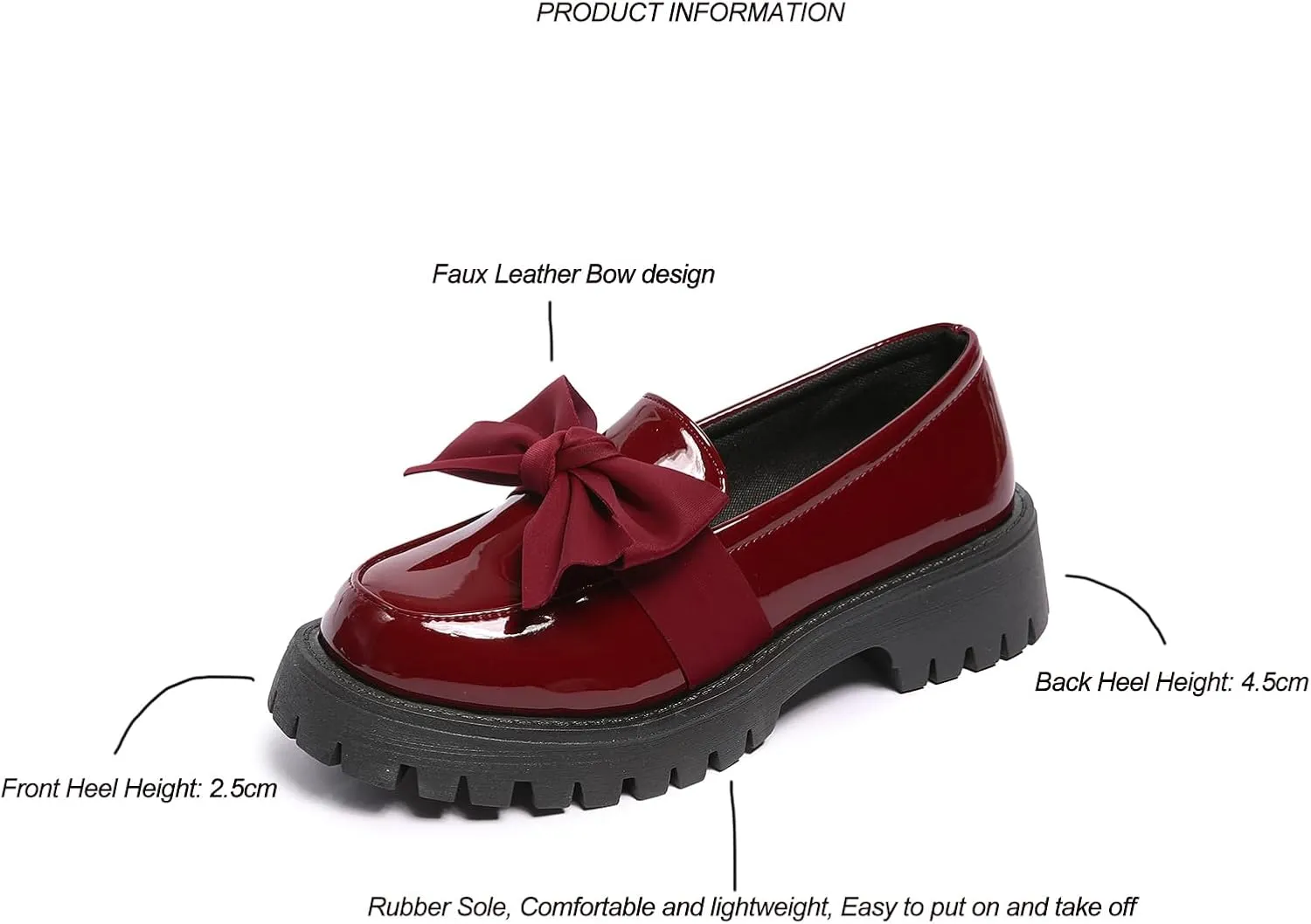 Women's Bow Platform Loafers - Spring Slip-On Chunky Heel Shoes for Business Casual, Office Work & Everyday Wear
