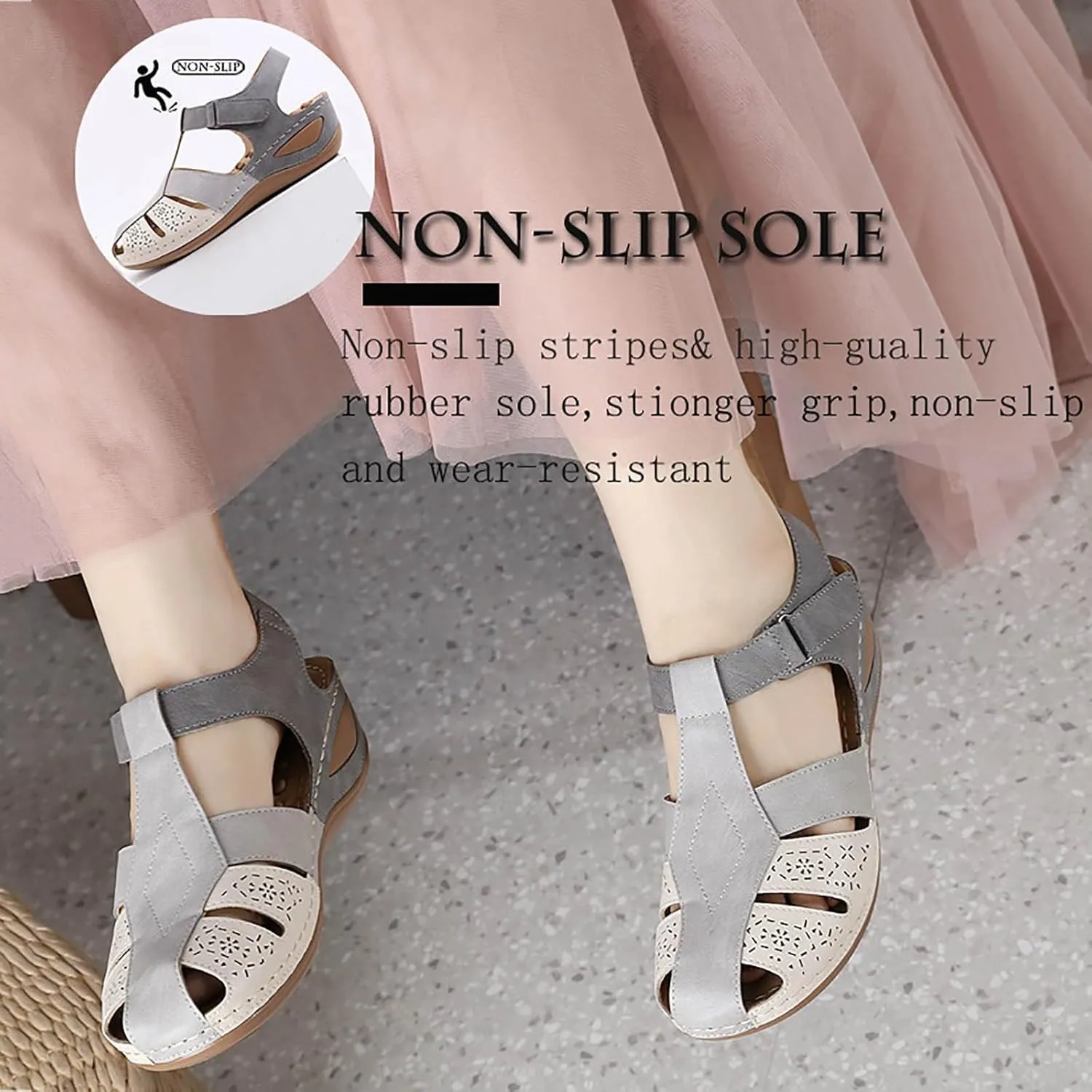 Women's Causal Closed Toe Wedges Sandals Summer Comfortable Ankle Strap Beach Dressy Sandal Water Ladies Slides
