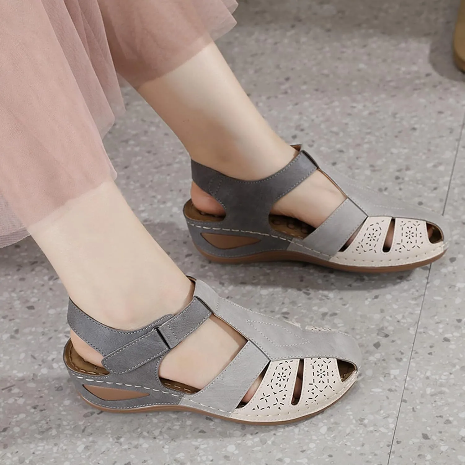 Women's Causal Closed Toe Wedges Sandals Summer Comfortable Ankle Strap Beach Dressy Sandal Water Ladies Slides