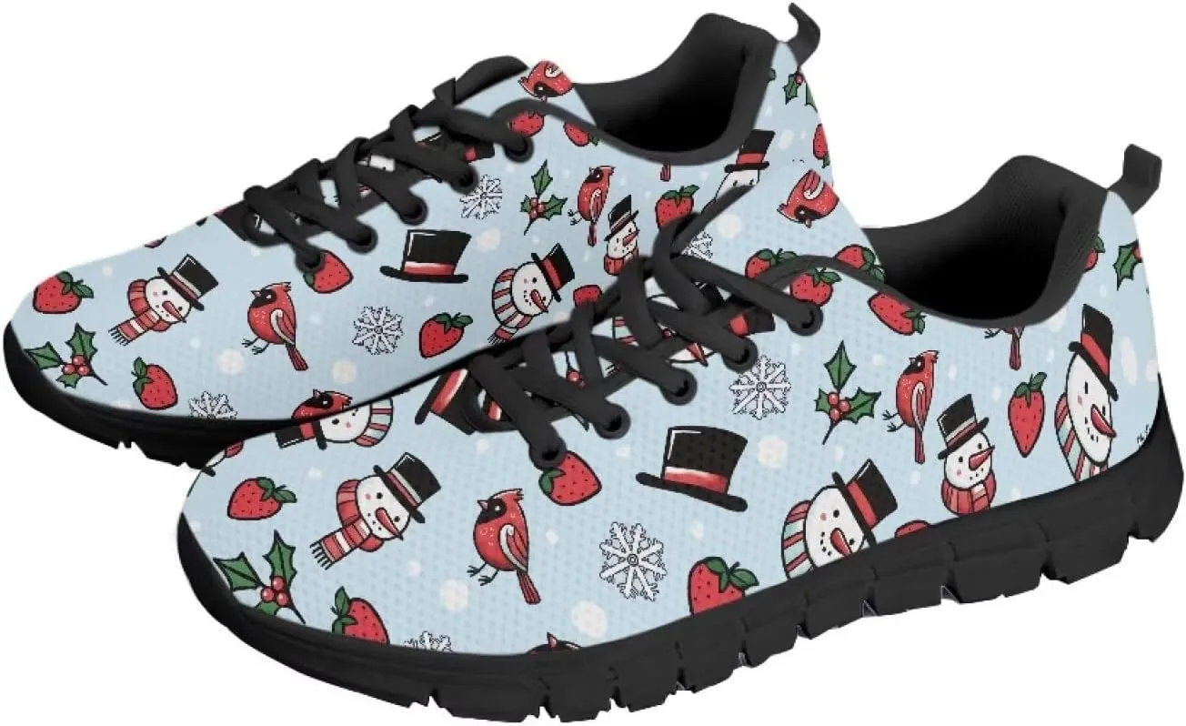 Women's Christmas Running Shoes Lightweight Sports Tennis Shoes Walking Flat Shoes Non Slip Breathable Mesh Athletic Sneakers US 5-12
