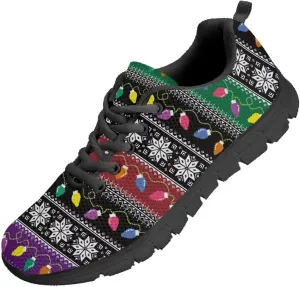Women's Christmas Sneakers Lightweight Athletic Running Shoes Breathable Non Slip Sports Tennis Shoes Lace Up Causal Shoes US 5-12