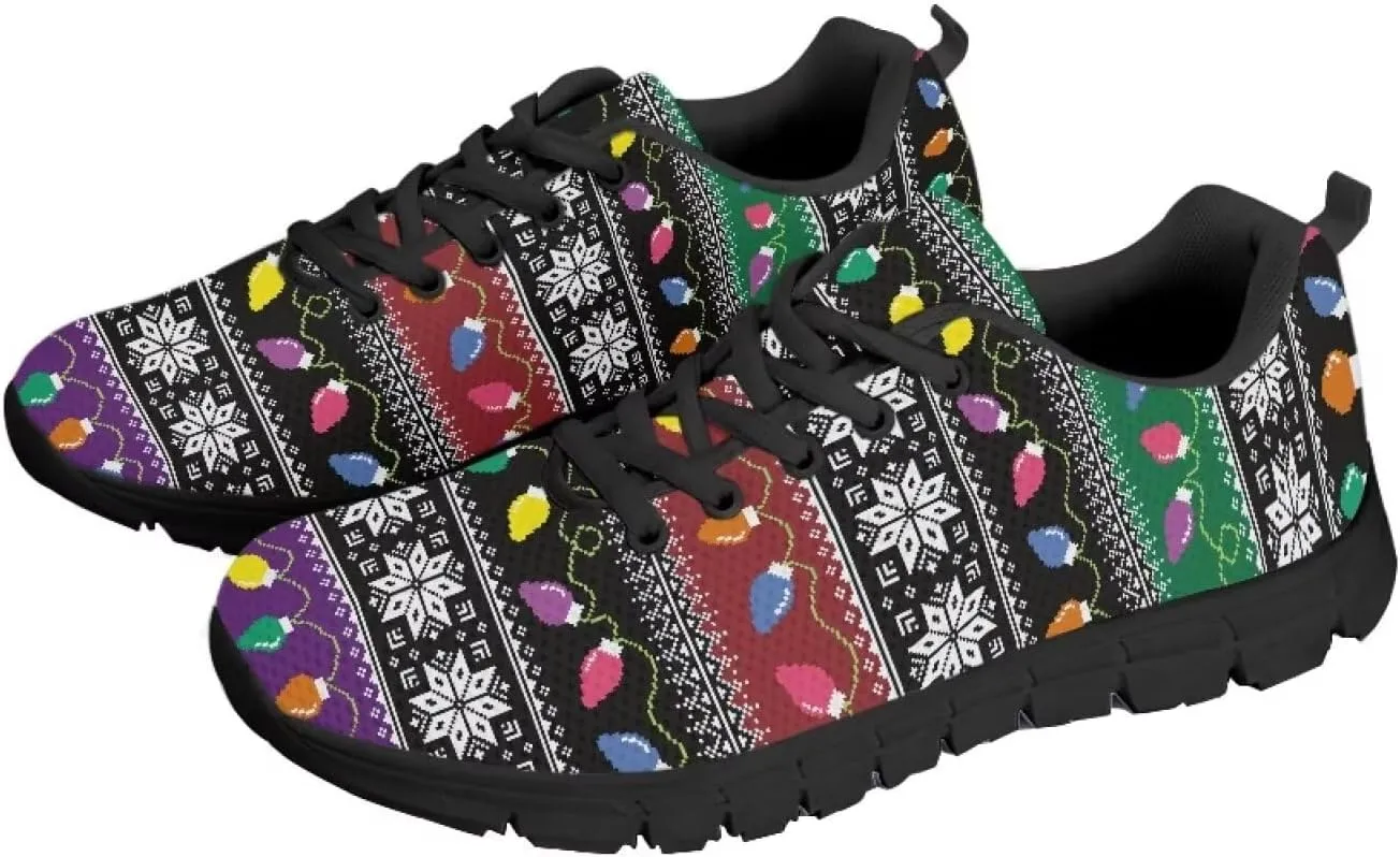 Women's Christmas Sneakers Lightweight Athletic Running Shoes Breathable Non Slip Sports Tennis Shoes Lace Up Causal Shoes US 5-12