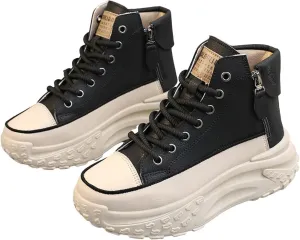 Women's Fashion Sneakers Winter Canvas Platform Sneakers Casual Tennis Shoes Walking Running Shoes Lace Up High Top Sneakers