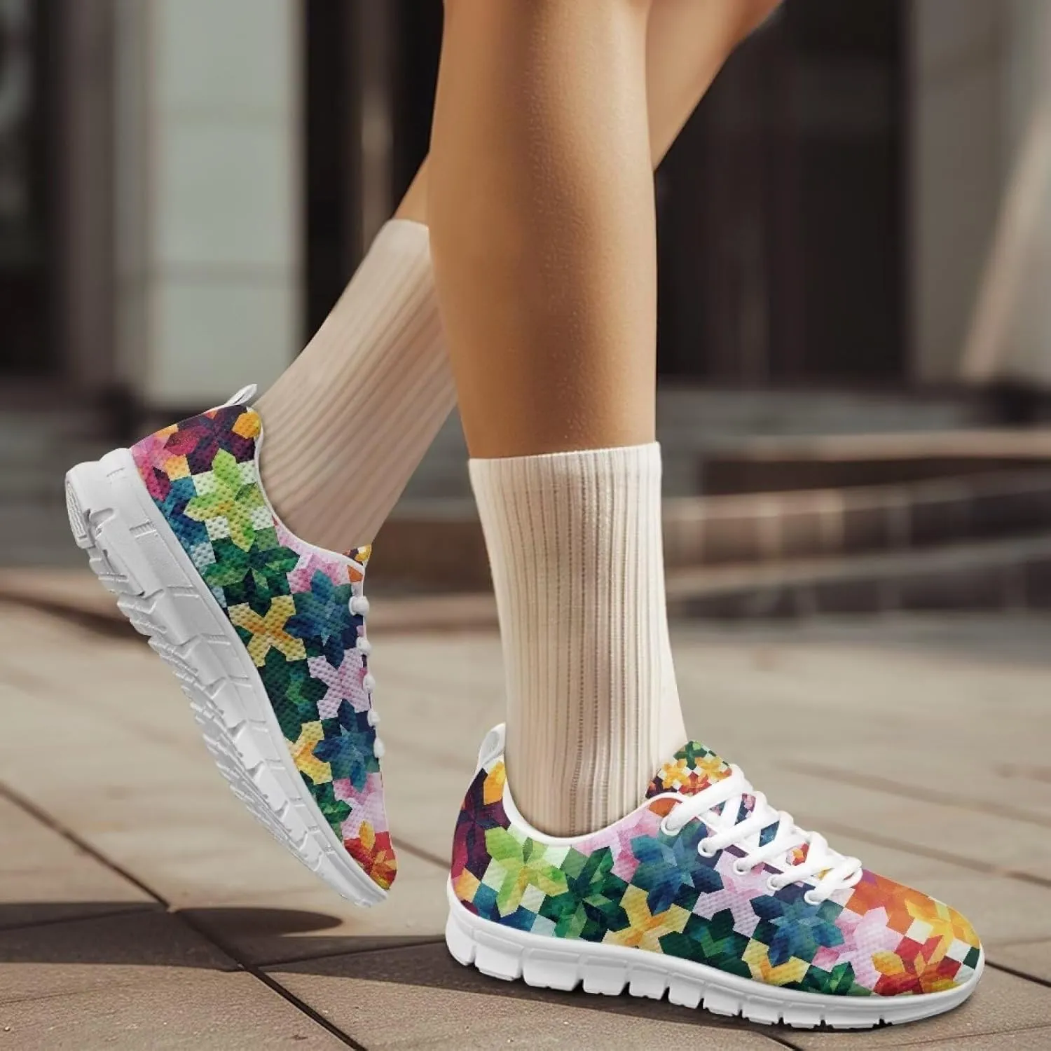 Women's Lightweight Running Shoes Breathable Tennis Shoes Non-Slip Workout Sneakers Fashion Athletic Trainers for Daily Gym Work Travel US Size5-12