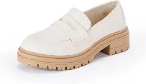 Womens Platform Loafers Lug Sole Chunky Heel Non Slip Faux Leather Casual Comfortable Round Toe Goth Oxford Shoes