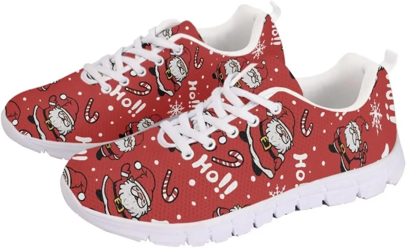 Women's Running Shoes Christmas Sneakers Breathable Sports Tennis Shoes Trainers Lace-up Comfortable Causal Travel Walking Shoes for Lady US 5-12