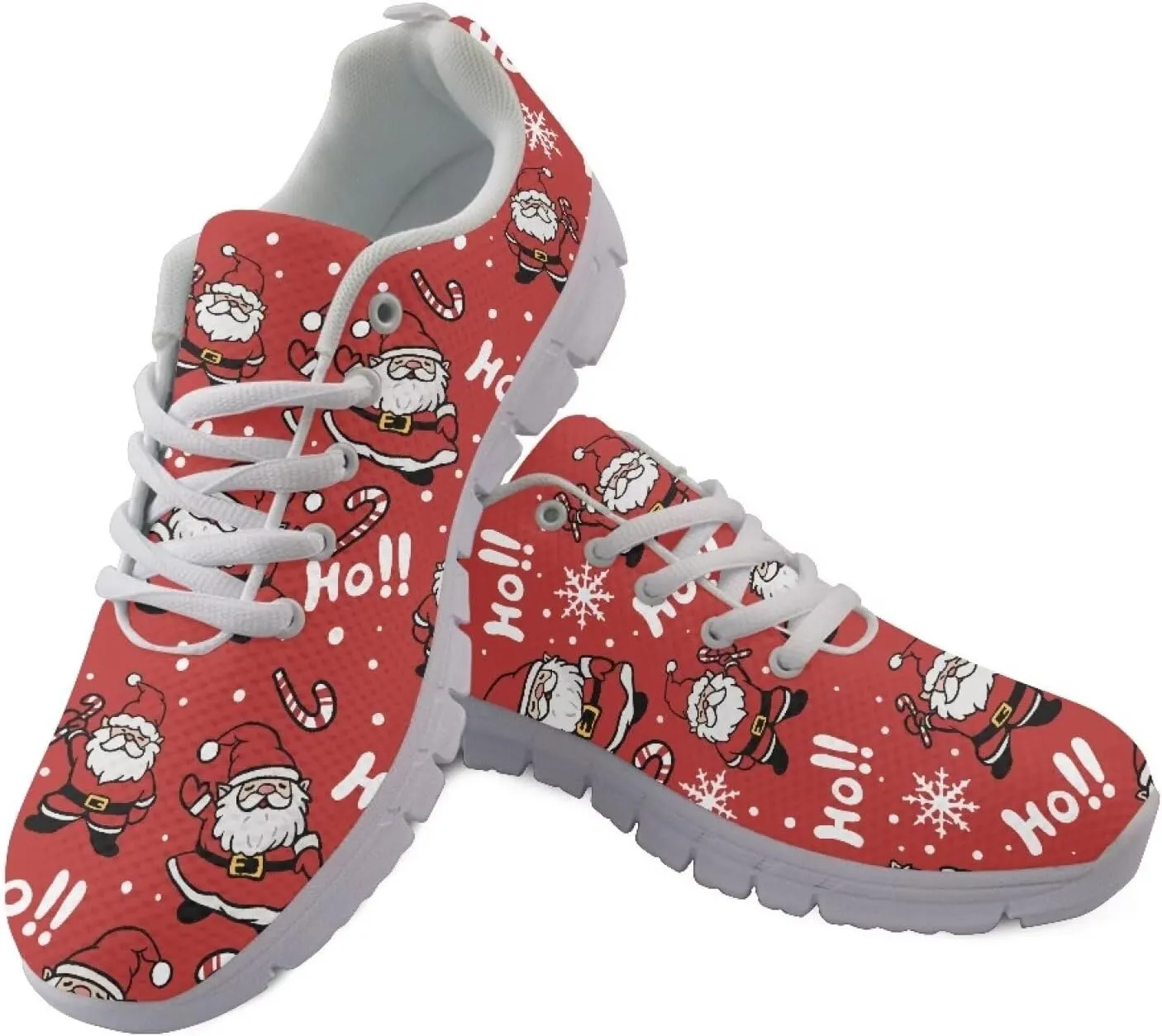 Women's Running Shoes Christmas Sneakers Breathable Sports Tennis Shoes Trainers Lace-up Comfortable Causal Travel Walking Shoes for Lady US 5-12