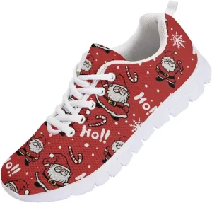 Women's Running Shoes Christmas Sneakers Breathable Sports Tennis Shoes Trainers Lace-up Comfortable Causal Travel Walking Shoes for Lady US 5-12