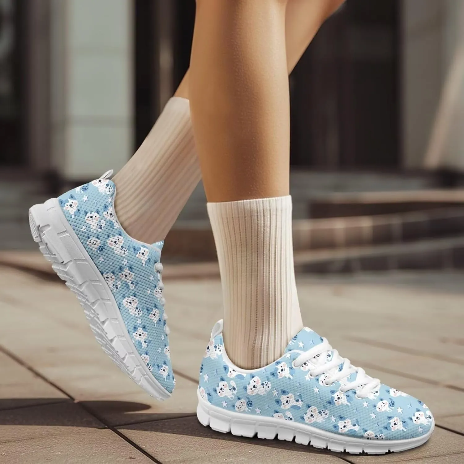 Women's Running Shoes Christmas Sneakers Breathable Sports Tennis Shoes Trainers Lace-up Comfortable Causal Travel Walking Shoes for Lady US 5-12
