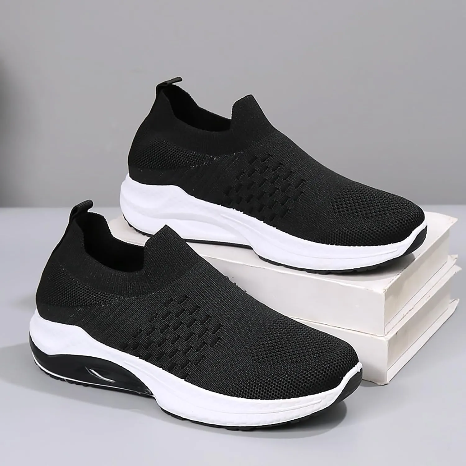 Womens Shoes Dressy Casual Fashion Sneakers for Women 2024 Black Loafers Women Platform Lightweight Cute Round Toe Christmas Canvas Shoes Women Round Toe Slip On Casual