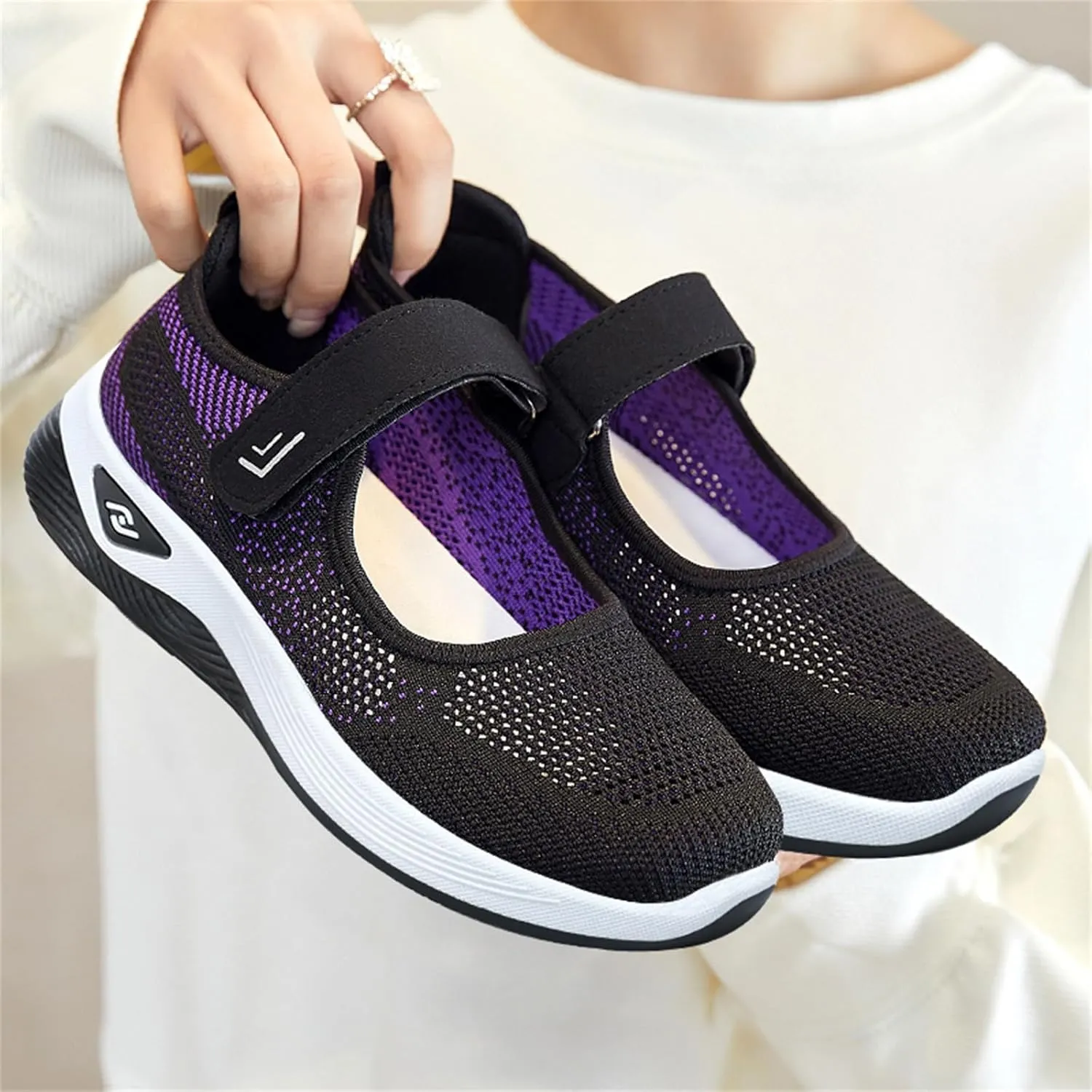Womens Summer Sneakers Breathable Tennis Shoes Hollow Mesh Fitness Shoes Platform Ankle Paste Fashion Lightweight Running Shoes Hiking Footwear Casual Gym Sports Slip-Ons