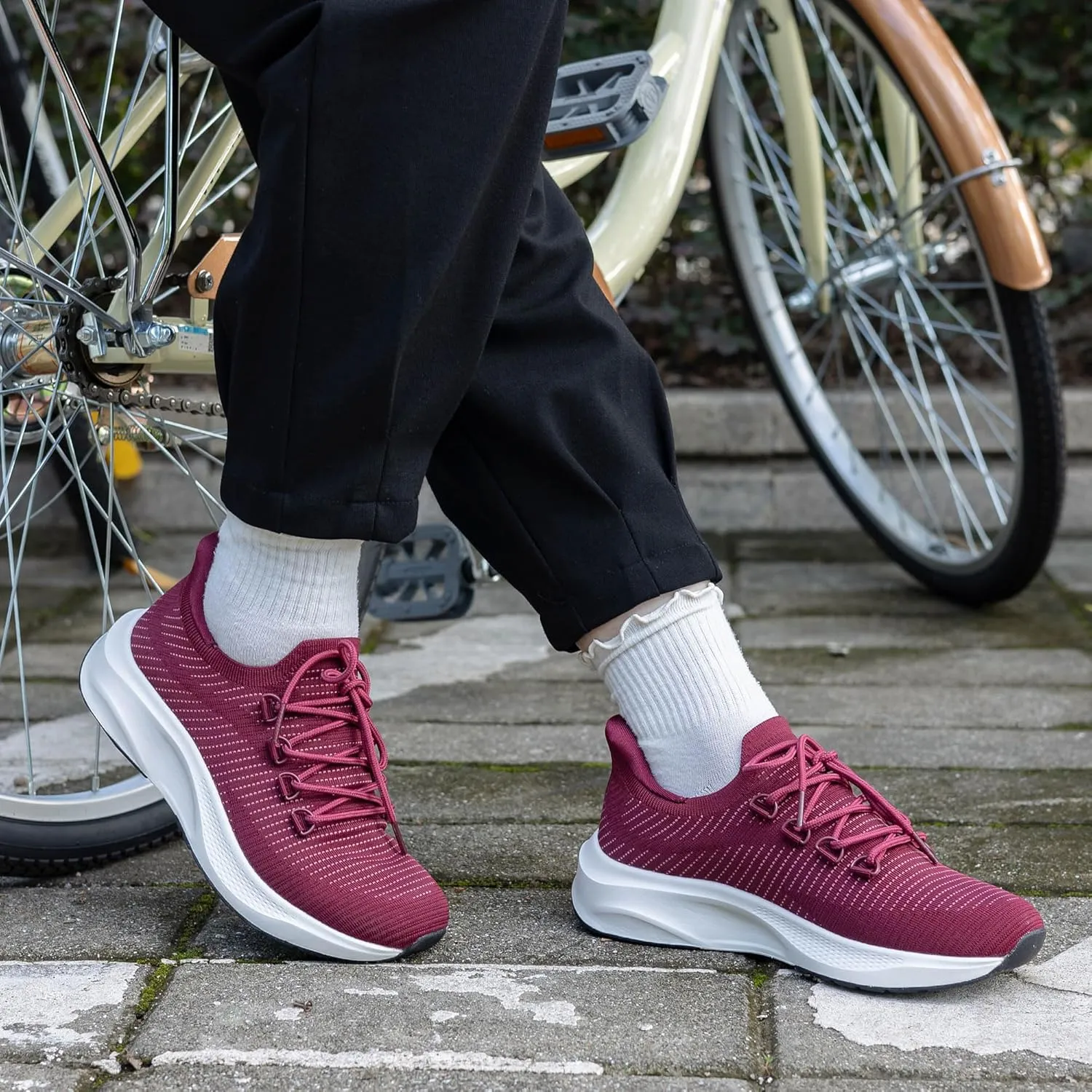 Womens Walking Shoes Arch Support Slip on Wide Platform Sneakers Comfortable Running Shoes for Gym Daily Leisure