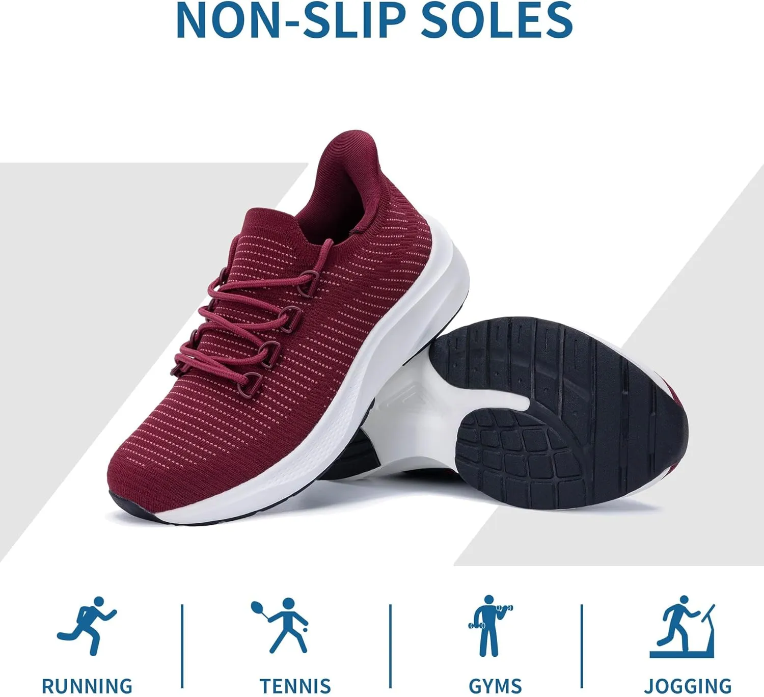 Womens Walking Shoes Arch Support Slip on Wide Platform Sneakers Comfortable Running Shoes for Gym Daily Leisure